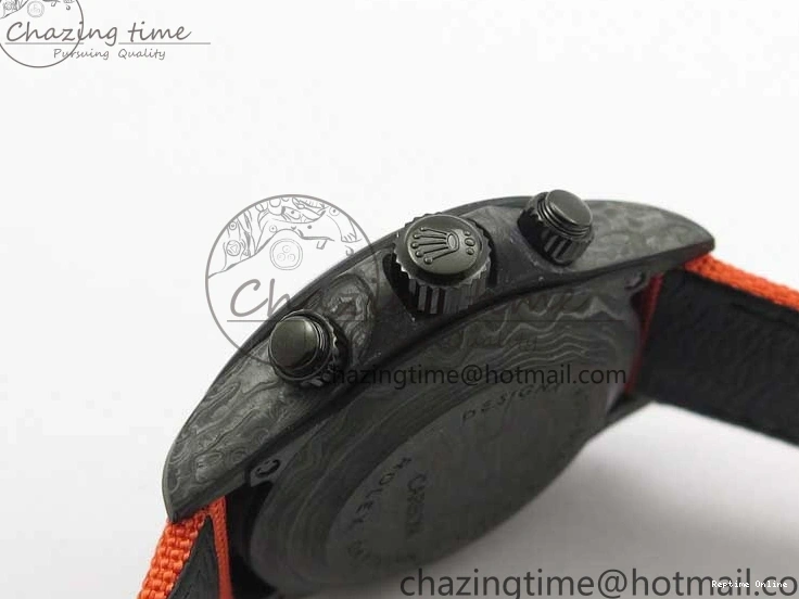 0503 AllSeason Daytona DIW Carbon OMF Best Edition Carbon Orange Dial on Orange Nylon Strap A 2845